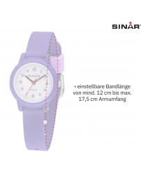 Sinar Uhr- Mädchen - Violett - Analog - 10 Bar - 28 mm - Weiches Verstellbares Band (12-17,5 cm) - XB-24-7