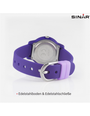 Sinar Uhr- Mädchen - Violett - Analog - 10 Bar - 28 mm - Weiches Verstellbares Band (12-17,5 cm) - XB-24-7
