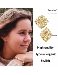 Traveller Stud Earrings Crystals from Preciosa 22 Carat Gold-Plated – 157362