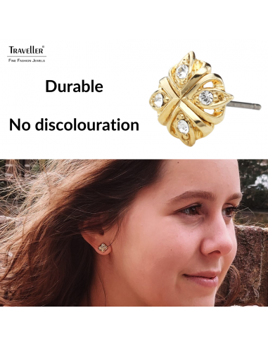 Traveller Stud Earrings Crystals from Preciosa 22 Carat Gold-Plated – 157362