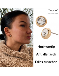 Traveller Ohrstecker 22kt vergoldet- Crystal 8mm - 145041