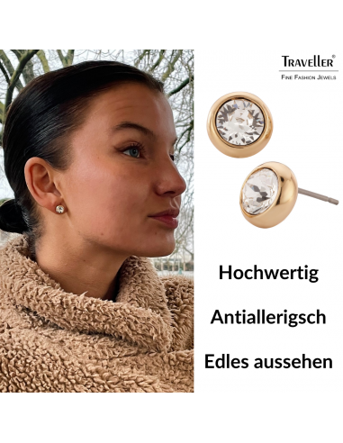 Traveller Ohrstecker 22kt vergoldet- Crystal 8mm - 145041