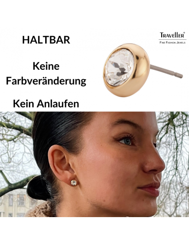 Traveller Ohrstecker 22kt vergoldet- Crystal 8mm - 145041