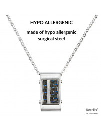 Traveller Necklace - Men - Carbon & Stainless Steel - Blue - 55 cm long