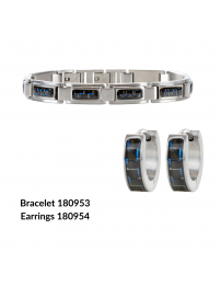 Traveller Necklace - Men - Carbon & Stainless Steel - Blue - 55 cm long