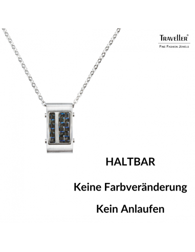 Traveller Kette - Herren - Kette Man - Karbon & Edelstahl - Blau - 55 cm lang