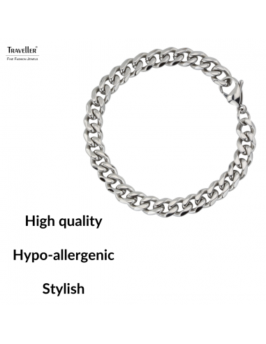 Traveller Bracelet - Men - Silver Coloured - Stainless Steel - Links - 22 x 0,9 cm - 180958