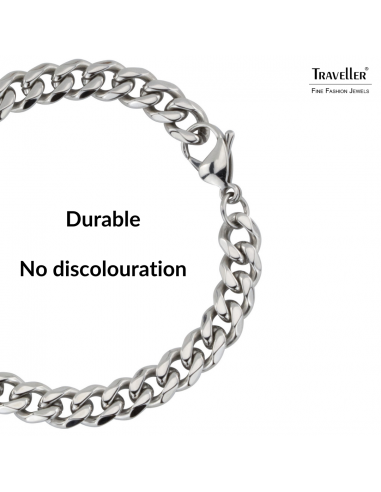 Traveller Bracelet - Men - Silver Coloured - Stainless Steel - Links - 22 x 0,9 cm - 180958