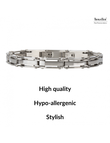 Traveller Bracelet - Men - Silver Coloured - Stainless Steel - 21 x 0,8 cm - 181058 Traveller Bracelet - Men - Silver Coloured - Stainless Steel - 21 x 0,8 cm - 181058