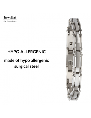 Traveller Bracelet - Men - Silver Coloured - Stainless Steel - 21 x 0,8 cm - 181058 Traveller Bracelet - Men - Silver Coloured - Stainless Steel - 21 x 0,8 cm - 181058