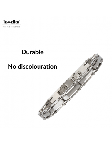 Traveller Bracelet - Men - Silver Coloured - Stainless Steel - 21 x 0,8 cm - 181058 Traveller Bracelet - Men - Silver Coloured - Stainless Steel - 21 x 0,8 cm - 181058