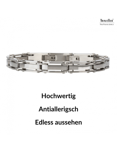 Traveller Armband - Herren - Silberfarbe - Edelstahl - 21 x 0,8 cm - 181058 Traveller Armband - Herren - Silberfarbe - Edelstahl - 21 x 0,8 cm - 181058