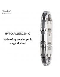 Traveller Bracelet - Men - Silver Coloured - Stainless Steel - Black PVD - 21 x 0,8 cm - 181059 