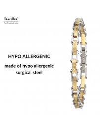 Traveller Bracelet - Men - Silver & Gold Coloured - Stainless Steel - Gold Plated - 21 x 0,6 cm - 181060