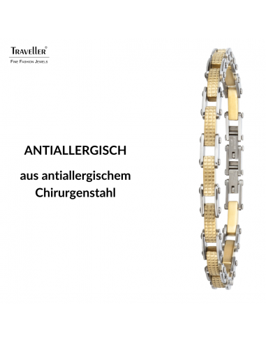 Traveller Armband - Herren - Silberfarbe & Goldfarbe - Edelstahl - Vergoldet - 21 x 0,6 cm - 181060