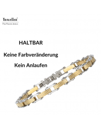 Traveller Armband - Herren - Silberfarbe & Goldfarbe - Edelstahl - Vergoldet - 21 x 0,6 cm - 181060