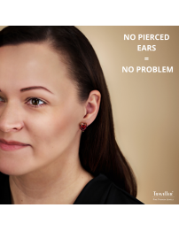 Traveller Clip-on Earrings - Gold Coloured - Zirkonia - Red - Gold Plated - Heart - 13x12 mm - 157685