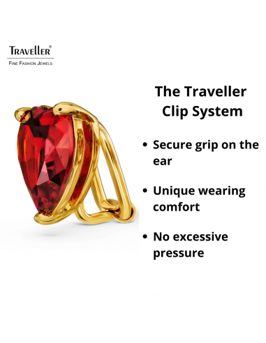 Traveller Clip-on Earrings - Gold Coloured - Zirkonia - Red - Gold Plated - Heart - 13x12 mm - 157685