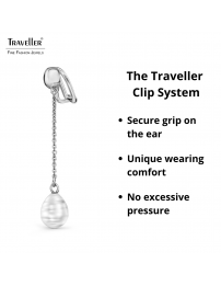 Traveller Clip-on Earrings - Drop Earring - Baroque Pearls - 10x8mm - White - Platinum Plated - 50x8mm - 114272