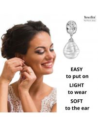 Traveller Clip-on Earrings - Drop Earring - Silver Plated - Baroque Pearls -20x17mm- White - Crystals - 42mm - 114285