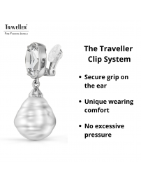 Traveller Clip-on Earrings - Drop Earring - Silver Plated - Baroque Pearls -20x17mm- White - Crystals - 42mm - 114285