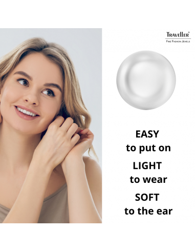 Traveller Clip-on Earrings - Gold Coloured - Pearls - 16 mm - White - Gold Plated - 700217