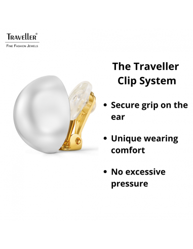 Traveller Clip-on Earrings - Gold Coloured - Pearls - 16 mm - White - Gold Plated - 700217