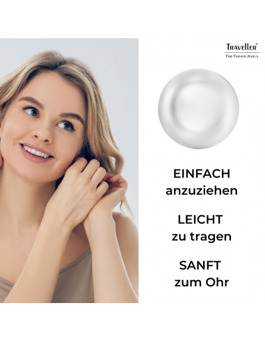 Traveller Ohrclips - Goldfarbe - Perle - 16 mm - Weiss -  Vergoldet - 700217