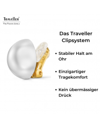 Traveller Ohrclips - Goldfarbe - Perle - 16 mm - Weiss -  Vergoldet - 700217