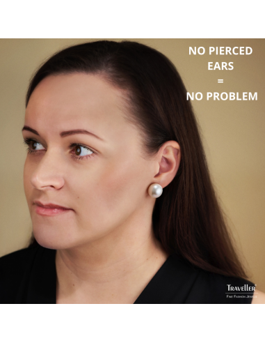 Traveller Clip-on Earrings - Gold Coloured - Pearls - 16 mm - White - Gold Plated - 700217