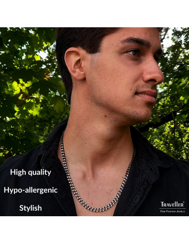 Traveller Necklace - Men - Chain Men - Stainless Steel - 55cm long