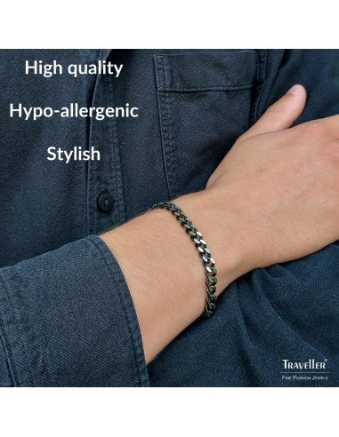 Traveller Bracelet - Men - Silver Coloured - Stainless steel - Chain - 22 cm - 181199 