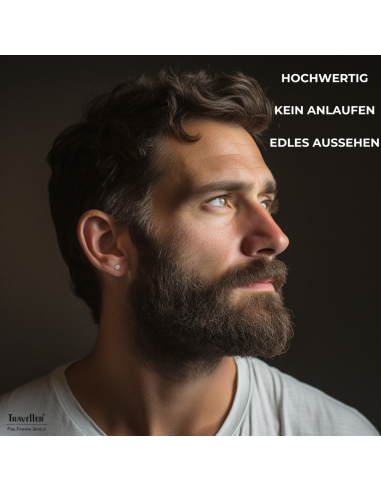 Traveller Ohrringe - Herren - Made in Germany - Edelstahl - Rund 4 mm - Silberfarbe - Nachhaltig - 171010