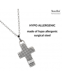 Traveller Cross Chain - Men - Necklace Man - Stainless Steel - Zirconia - 50+5cm long