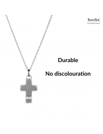 Traveller Cross Chain - Men - Necklace Man - Stainless Steel - Zirconia - 50+5cm long