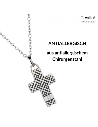 Traveller Kreuz Kette - Herren - Kette Man - Edelstahl - Zirkonia - 50+5cm lang Traveller Kreuz Kette - Herren - Kette Man - Edelstahl - Zirkonia - 50+5cm lang