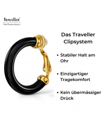Traveller Ohrclips - Creolen - Vergoldet 22kt - Resin Schwarz - 25 mm - 157713