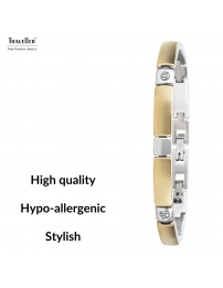 Traveller Bracelet - Bicolour - Stainless Steel - Zirconia Crystals - 18-19.5 cm - Gold & Platinum Plated - 180923