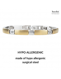 Traveller Bracelet - Bicolour - Stainless Steel - Zirconia Crystals - 18-19.5 cm - Gold & Platinum Plated - 180923