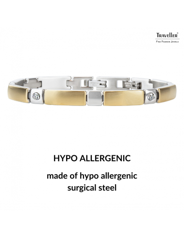 Traveller Bracelet - Bicolour - Stainless Steel - Zirconia Crystals - 18-19.5 cm - Gold & Platinum Plated - 180923