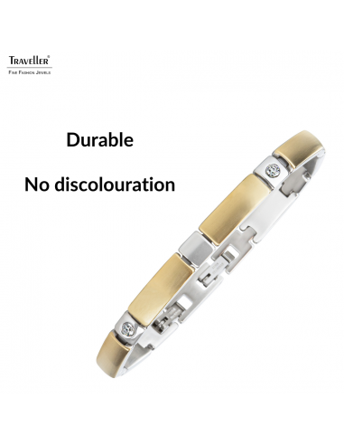 Traveller Bracelet - Bicolour - Stainless Steel - Zirconia Crystals - 18-19.5 cm - Gold & Platinum Plated - 180923