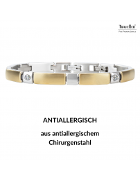 Traveller Armband - Bicolor - Edelstahl - Zirkonia Kristalle - 18-19,5 cm - Vergoldet & Platiniert - 180923