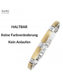 Traveller Armband - Bicolor - Edelstahl - Zirkonia Kristalle - 18-19,5 cm - Vergoldet & Platiniert - 180923