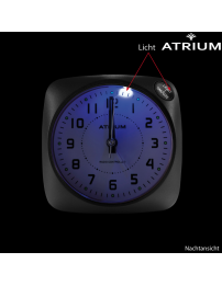 ATRIUM Wekker - Radiogestuurd - Analoog - Geen tikgeluid - Afgerond vierkant model - Duidelijk - Zwart - A610-7