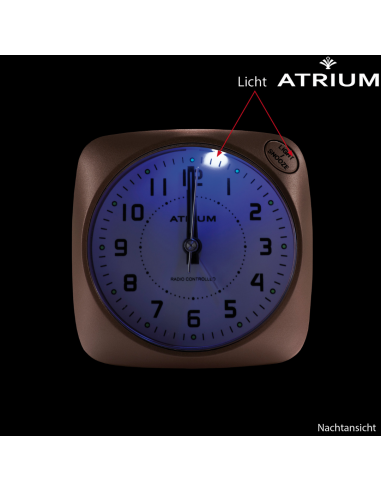 ATRIUM Wekker - Radiogestuurd - Analoog - Geen tikgeluid - Afgerond vierkant model - Duidelijk - Rose Metallic - A61017