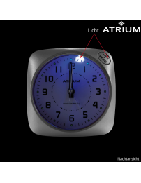 ATRIUM Wekker - Radiogestuurd - Analoog - Geen tikgeluid - Afgerond vierkant model - Duidelijk - Zilver - A610-19