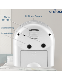ATRIUM Wecker - Analog - Weiss - Klar - Aufbauender Alarm - Snooze - Ohne Ticken - A218-0