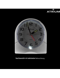 ATRIUM Wecker - Analog - Weiss - Klar - Aufbauender Alarm - Snooze - Ohne Ticken - A218-0
