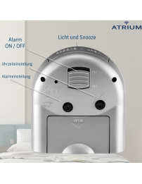 ATRIUM Wecker - Analog - Silber - Klar - Aufbauender Alarm - Snooze - Ohne Ticken - A218-19