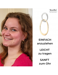 Traveller Ohrclips - Hänger - 22kt Vergoldet & Platiniert - Doppeloval - Bicolor - 33x14 mm - 157232